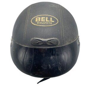 bell helmet motorcycle visor black vent leather wrapped size large buckle READ